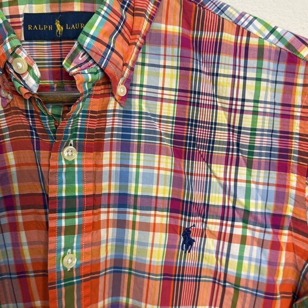 Ralph Lauren Orange Plaid Cotton Button Down Shirt Size S - Picture 3 of 6